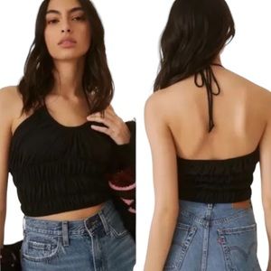 EUC Sunday in Brooklyn for Anthropologie Cropped Ruched Halter Top (SBin)